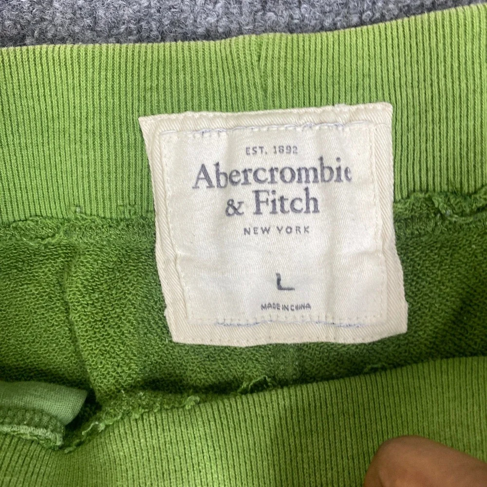 Abercrombie & Fitch Mens Y2K Sweat Shorts Green French Terry Raw Hem Large